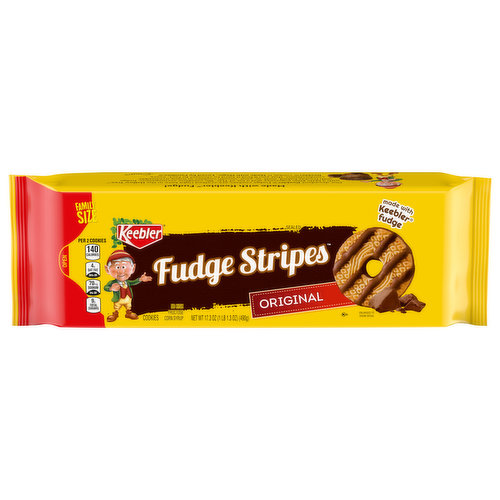 Keebler Fudge Stripes Cookies, Original, Family Size