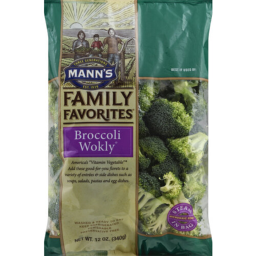 America's vitamin vegetable. Add these good-for-you florets to a variety of entrees & side dishes such as soups, salads, pastas and egg dishes. Three generations. Est. 1939. Washed & ready to eat. Preservative free. Microwave ready. Steam in bag. Healthy cooking made easy! Steaming is a healthy & convenient way to prepare fresh vegetables. Our innovative packaging allows you to steam these veggies in your microwave. Enjoy with these great recipe ideas! Connect with us for recipes & inspiration. Facebook. Twitter. Pinterest. Instagram. (at)VeggiesMadeEasy or veggiesmadeeasy.com. Women Owned Business. Dating back to the 1930s, farming has been a family business for three generations. We are dedicated to providing the highest quality, preservative free, fresh produce. We grow on family-owned farms using sustainable practices & follow strict quality standards. Product of USA.