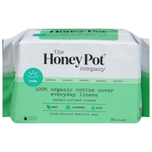 The Honey Pot Company Liners, Herbal-Infused, 100% Organic Cotton Cover, Everyday