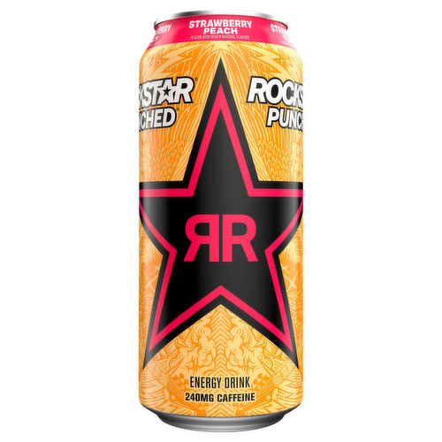 Rockstar Punched Energy Drink, Strawberry Peach