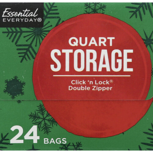 Essential Everyday Freezer Bags, Double Zipper, Quart, Plastic Bags