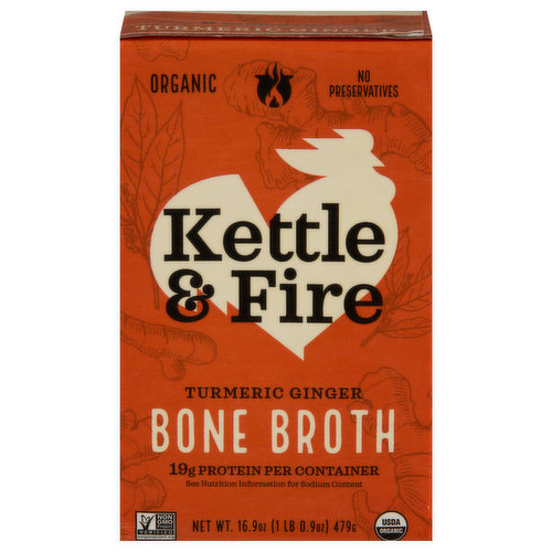 Kettle & Fire Bone Broth, Organic, Turmeric Ginger