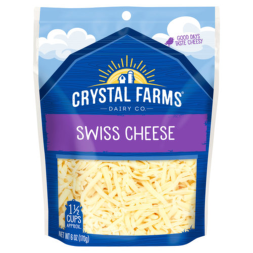 Crystal Farms Shredded Cheese, Swiss