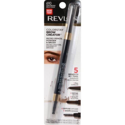 Revlon Micro Pencil Powder & Brush, Dark Brown 610