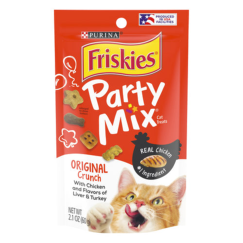 Friskies Party Mix Made in USA Facilities Cat Treats, Party Mix Original Crunch