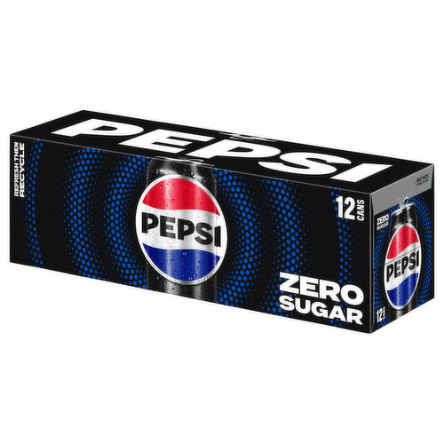  Pepsi Zero Sugar Cola Soda Pop, 12oz Cans (12 Pack