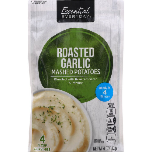 Blended with roasted garlic & parsley. Per 1/4 Cup Dry Mix: 110 calories; 1 g sat fat (5% DV); 590 mg sodium (26% DV); 1 g total sugars. Gluten free. Contains bioengineered food ingredients. 4-1/2 cup servings. Ready in 4 minutes. Great products at a price you’ll love - that’s Essential Everyday. Our goal is to provide the products your family wants, at a substantial savings versus comparable brands. We’re so confident that you’ll love Essential Everyday, we stand behind our products with a 100% satisfaction guarantee. 100% Quality Guaranteed: Like it or let us make it right. That’s our quality promise. essentialeveryday.com.