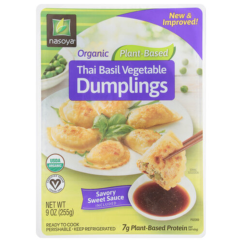 Nasoya Dumplings, Organic, Plant-Based, Thai Basil Vegetable