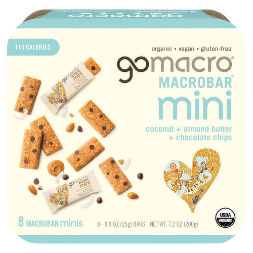 GoMacro MacroBars, Coconut + Almond Butter + Chocolate Chips, Mini