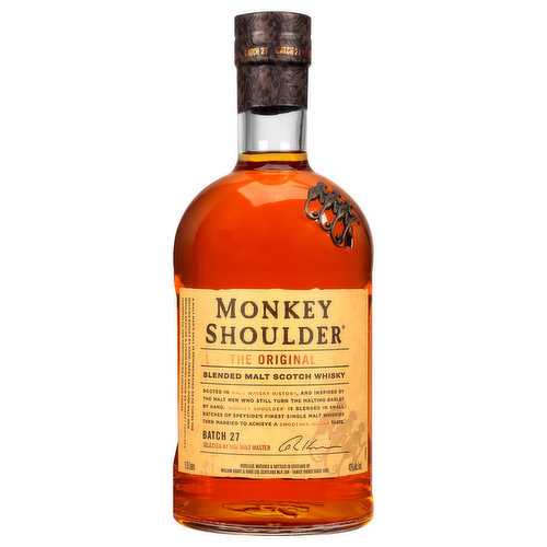 Monkey Shoulder Scotch Whisky, Blended Malt, The Original, Batch 27