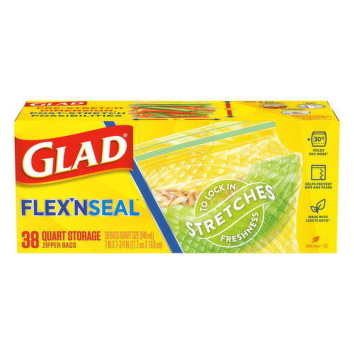 Glad Zipper Storage Bags, Quart Size, Plastic Bags