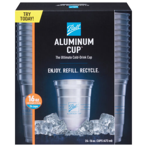 Ball Aluminum Cup Recyclable Party Cups, 16 oz, 24 pack