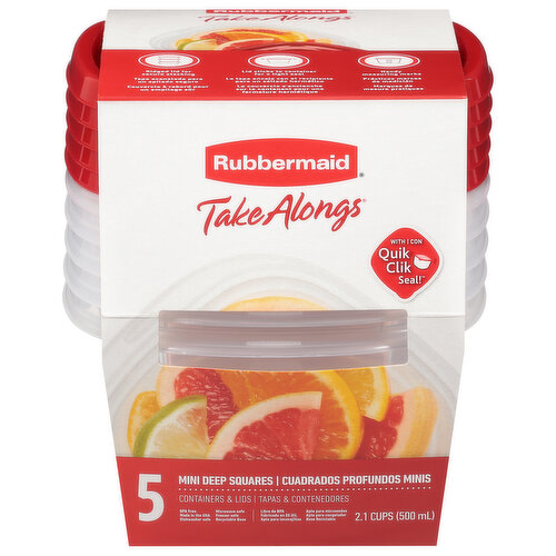 Rubbermaid Take Alongs Containers + Lids, Extra Deep Squares, 7 Cups - 2 sets