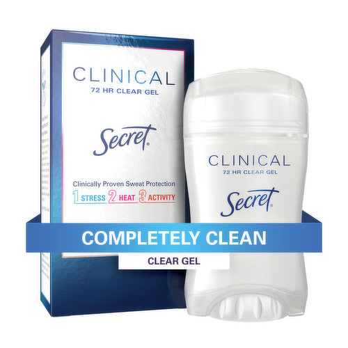 Secret Clinical Strength Clinical Strength Clear Gel Antiperspirant and Deodorant, Completely Clean, 1.6 oz