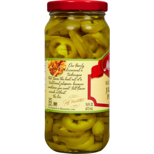 Mezzetta Jalapeno Peppers, Sliced Tamed, Medium Heat