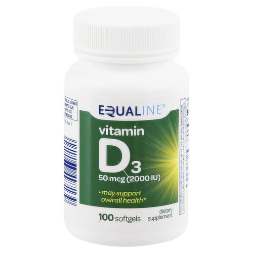Equaline Vitamin D3, 50 mcg, Softgels