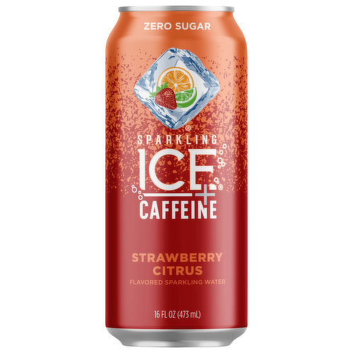 Sparkling Ice +Caffeine Sparkling Water, Zero Sugar, Strawberry Citrus