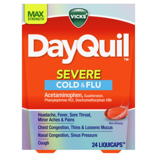 Vicks Severe Vicks DayQuil SEVERE Cold & Flu, LiquiCap Medicine, 24ct