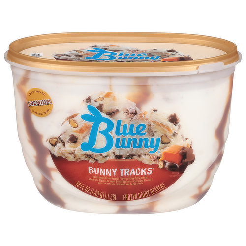 Blue Bunny Frozen Dairy Dessert, Bunny Tracks, Premium