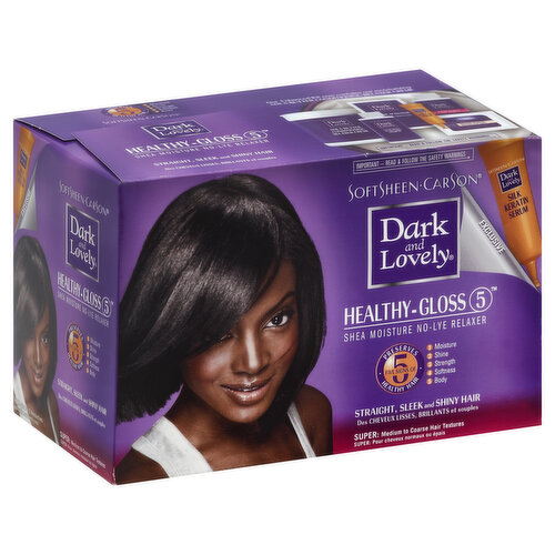 Dark and Lovely Relaxer, Shea Moisture No-Lye, Healthy Gloss 5, Super