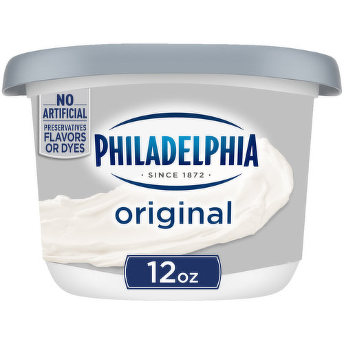 Philadelphia Original Cream Cheese traces its roots back to 1872, and it has been the standard of high quality cream cheese ever since. Keto friendly and great for those living a low carb lifestyle, our rich and delicious cream cheese is made with five simple ingredients, perfect for adding creaminess to any recipe. Philadelphia makes its original cream cheese without preservatives, and it's crafted from milk and real cream for an authentic taste. Use our cream cheese for bagels, no-bake desserts, pasta sauces and rich soups. Add a cream cheese frosting to homemade cakes, or whip up a yogurt and cream cheese dip to serve with fresh fruit. Each 12 ounce tub of Philadelphia plain cream cheese spread is resealable to lock in flavor.