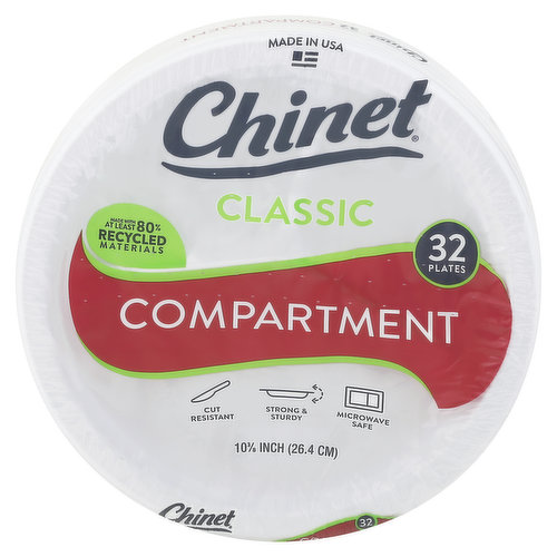 Cut resistant. Strong & sturdy. Microwave safe. Chinet Classic Tableware has been proudly made in the USA for over 90 years.