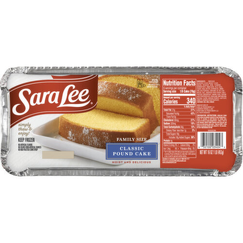Sara Lee Pound Cake, Classic, Family Size