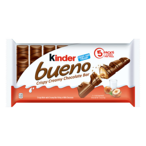 Kinder Bueno Chocolate Bar, Crispy Creamy, 5 Pack