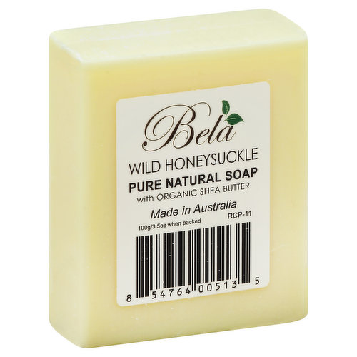 Bela Soap, Pure Natural, with Organic Shea Butter, Wild Honeysuckle