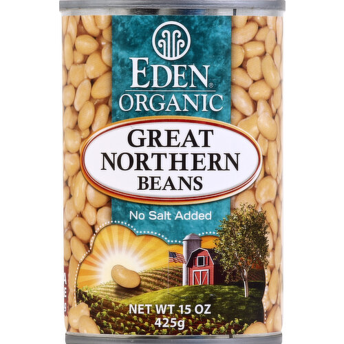No salt added. Pure & Purifying: Eden organic USA family grown. A heritage variety enjoyed by Native Americans and settlers. One of the three sisters with squash and maize. A versatile white bean with subtle flavor. Ideal marinated, baked, in soups, with pasta and salads. Eden bisphenol-A free can lining. Meticulous Eden tracking and audited records ensure purity. OCIA certified organic. www.edenfoods.com for over 920 free recipes. BPA free lining.