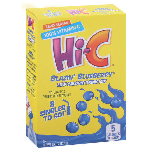 Hi-C Singles to Go! Drink Mix, Low Calorie, Blazin' Blueberry