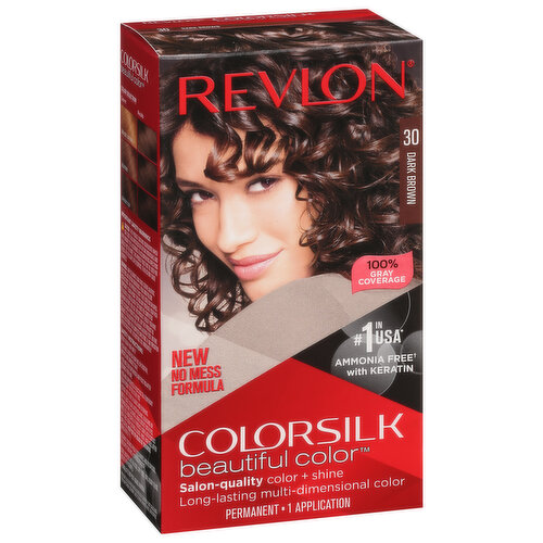 Revlon ColorSilk Beautiful Color Permanent Hair Color, Dark Brown 30