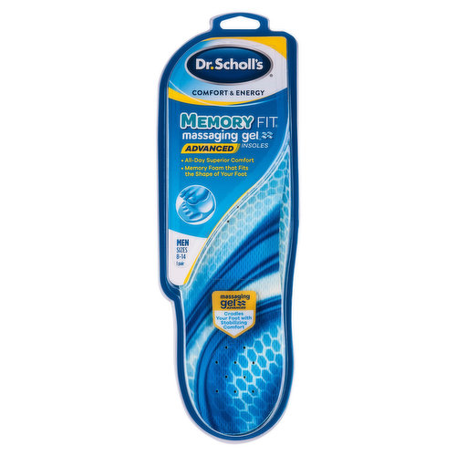 Dr. Scholl's Insoles, Massaging Gel, Advanced, Men, Sizes 8-14