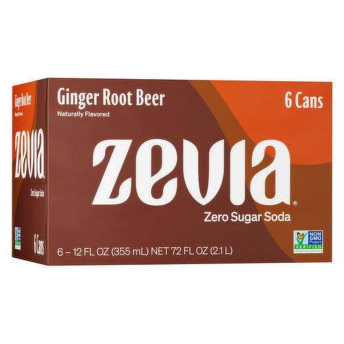 Zevia Soda, Zero Sugar, Ginger Root Beer