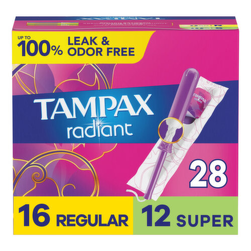 Tampax Radiant Tampax Radiant Tampons, Regular/Super, 28 Ct.