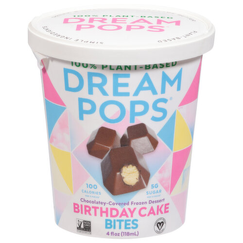 Dream Pops Frozen Dessert, Chocolatey-Covered, Birthday Cake, Bites