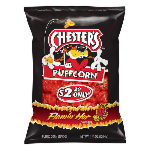 Chester's Puffed Corn, Flamin' Hot Flavored