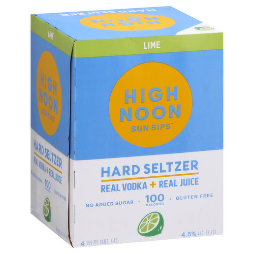 High Noon Sun Sips Hart Seltzer, Lime, 4 Pack