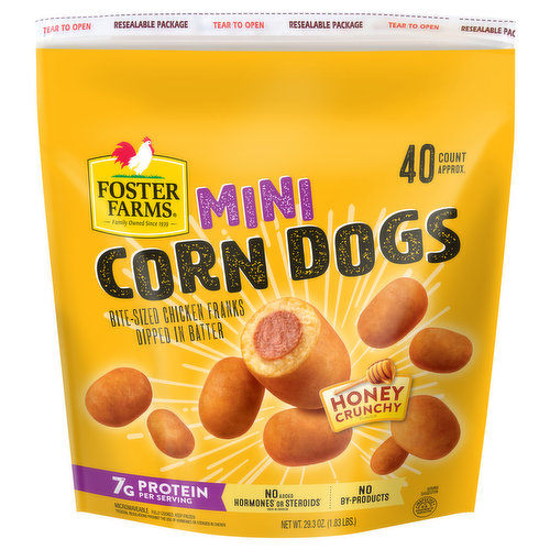 Foster Farms Corn Dogs, Honey Crunchy Flavor, Mini