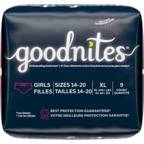 GoodNites - GoodNites, Underwear, Nighttime, XL, Sizes 14-20, Girls (9  count), Shop