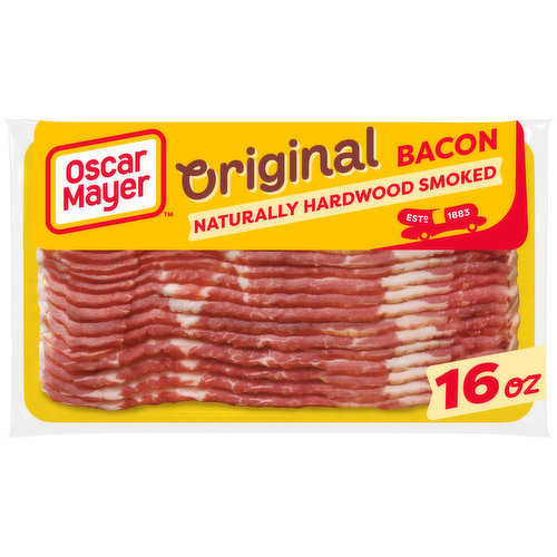 Everything is better with bacon. Oscar Mayer Naturally Hardwood Smoked Bacon Slices deliver smoky bacon flavor that crisps up in minutes. Naturally smoked with real wood for a premium and delicious flavor, our bacon is made from carefully selected, hand-trimmed cuts of pork. Try using our naturally smoked Oscar Mayer bacon as part of a delicious breakfast of bacon and eggs, or to top your favorite dishes like salads and baked potatoes. Our hardwood smoked bacon comes in a 16-ounce vacuum sealed package with about 18 slices so you can feed your entire family with the smoky flavor of America's favorite bacon. Use within seven days of opening.