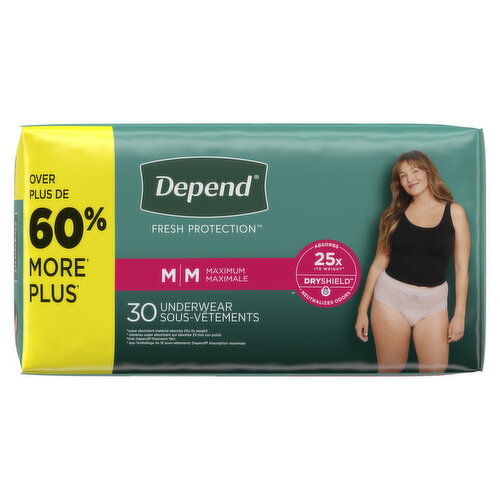 Depend Fresh Protection Incontinence Underwear for Women - Maximum  Absorbency - Medium - 18's