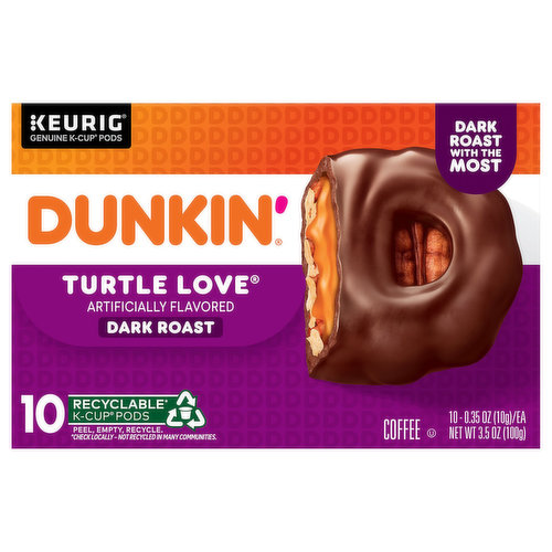 Dunkin' Coffee, Dark Roast, Turtle Love, K-Cup Pods