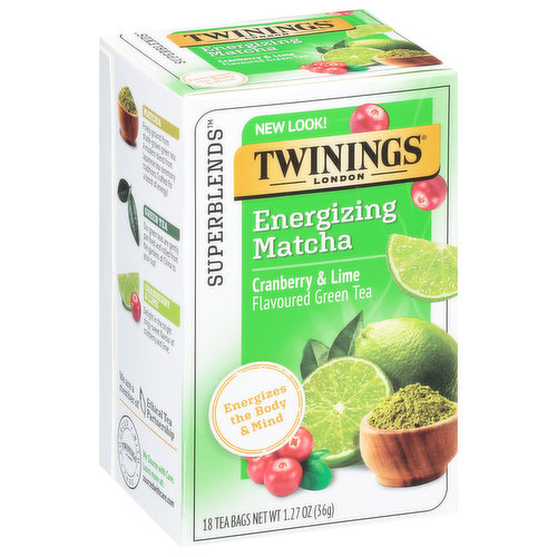 Twinings Superblends Green Tea, Cranberry & Lime, Energizing Matcha, Tea Bags