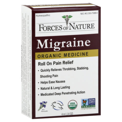 Forces of Nature Migraine, Organic, Roll On, Iris Versicolor