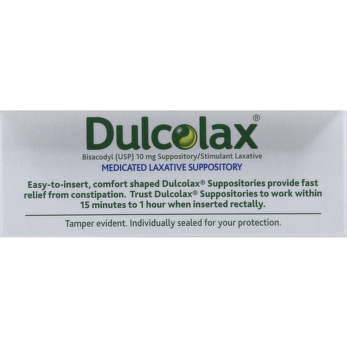 Buy Dulcolax 10mg Bisacodyl laxative Suppositories, 12's - Dock Pharmacy