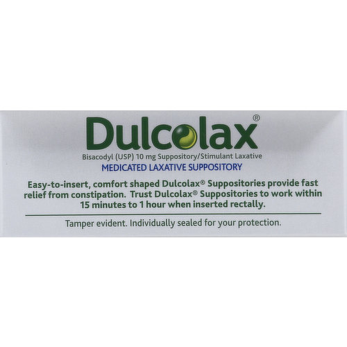 Dulcolax Laxative Suppository, Medicated, Comfort Shaped - 8 suppositories