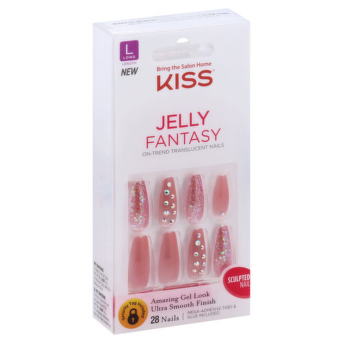 Kiss Jelly Fantasy Nails, Sculpted, Long Length