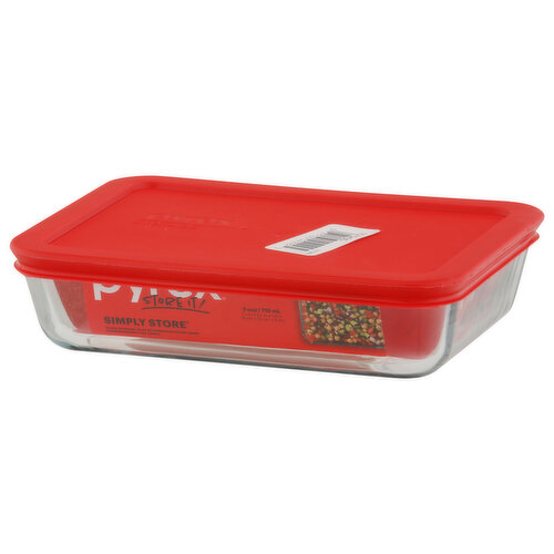 3-cup Rectangular Glass Food Storage Container with Red Lid