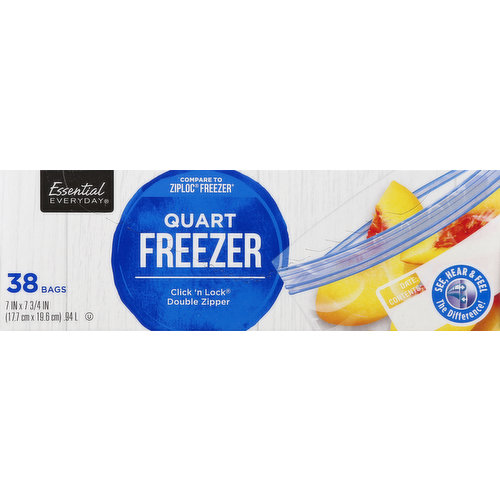 Great Value Freezer Bags, Double Zipper, Quart - 100 bags